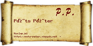 Péts Péter névjegykártya